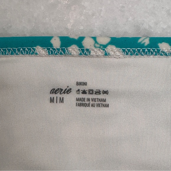 EUC Aerie Bikini Bottom Turquoise White Floral M Medium - Picture 3 of 3